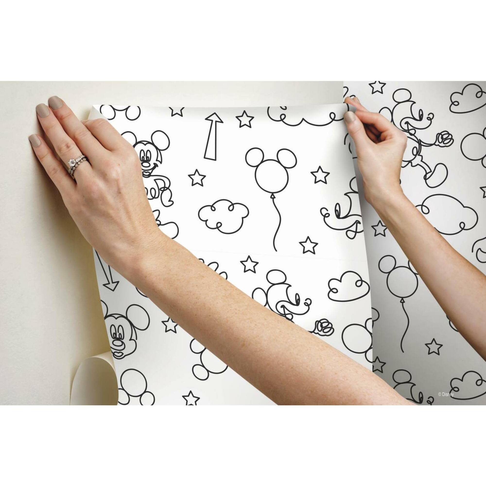 RoomMates Disney Mickey Mouse Line Art Peel & Stick Wallpaper